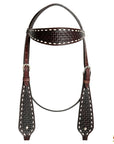 HILASON Western Horse Genuine Leather Headstall & Breast Collar With Side BuckStitch Brown