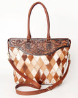 American Darling Tote Hand Tooled Hair On Genuine Leather Women Bag Western Handbag Purse