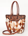 American Darling Tote Hand Tooled Hair On Genuine Leather Women Bag Western Handbag Purse