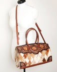 American Darling Duffel Hand Tooled Hair On Genuine Leather Women Bag Western Handbag Purse