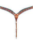 BAR H EQUINE Genuine Horse Hand Tooled Buck stitched Leather Curved Breast Collar Brown
