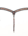 BAR H EQUINE Genuine Horse Hand Tooled Leather Curved Breast Collar Brown