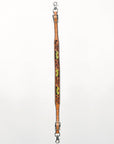 Bar H Equine Horse Genuine Leather Floral Design Tie Downs Snap Ends Tan