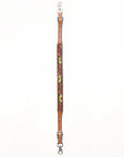 Bar H Equine Horse Genuine Leather Floral Design Tie Downs Snap Ends Tan
