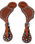 Bar H Equine Leather Spurs Straps for Adults - Western Womens Spur Straps for Horse Riding, Barrel Racing, Show, and Rodeo