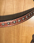 Bar H Equine Western Horse Genuine Leather Hand Tooled  Headstall Dark Brown