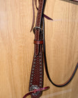 Bar H Equine Western Horse Genuine Leather Hand Tooled  Headstall Dark Brown