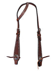 Bar H Equine Western Horse Genuine Leather Hand Tooled One Ear Headstall Dark Brown