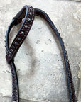 Bar H Equine Western Horse Genuine Leather Hand Tooled One Ear Headstall Dark Brown