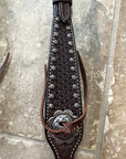 Bar H Equine Western Horse Genuine Leather Hand Tooled One Ear Headstall Dark Brown
