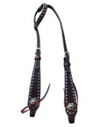 Bar H Equine Western Horse Genuine Leather Hand Tooled One Ear Headstall Dark Brown