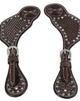 Bar H Equine Leather Spurs Straps for Adults - Western Womens Spur Straps for Horse Riding, Barrel Racing, Show, and Rodeo