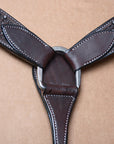 BAR H EQUINE Genuine Horse Hand Tooled Basketweave Leather Breast Collar Dark Brown