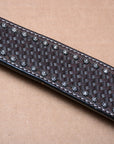BAR H EQUINE Genuine Horse Hand Tooled Basketweave Leather Breast Collar Dark Brown