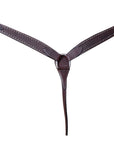 BAR H EQUINE Genuine Horse Hand Tooled Basketweave Leather Breast Collar Dark Brown