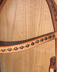 Bar H Equine Western Horse Genuine Leather Hand Tooled  Headstall Dark Brown