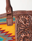American Darling ADBG772 Tote Hand Tooled Saddle Blanket Genuine Leather Women Bag Western Handbag Purse