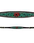 Bar H Equine American Leather Horse Saddle Tack One Ear Headstall | Breast Collar | Browband Headstall | Wither Strap | Tack Set for Horses Botanic Chiseled Collection