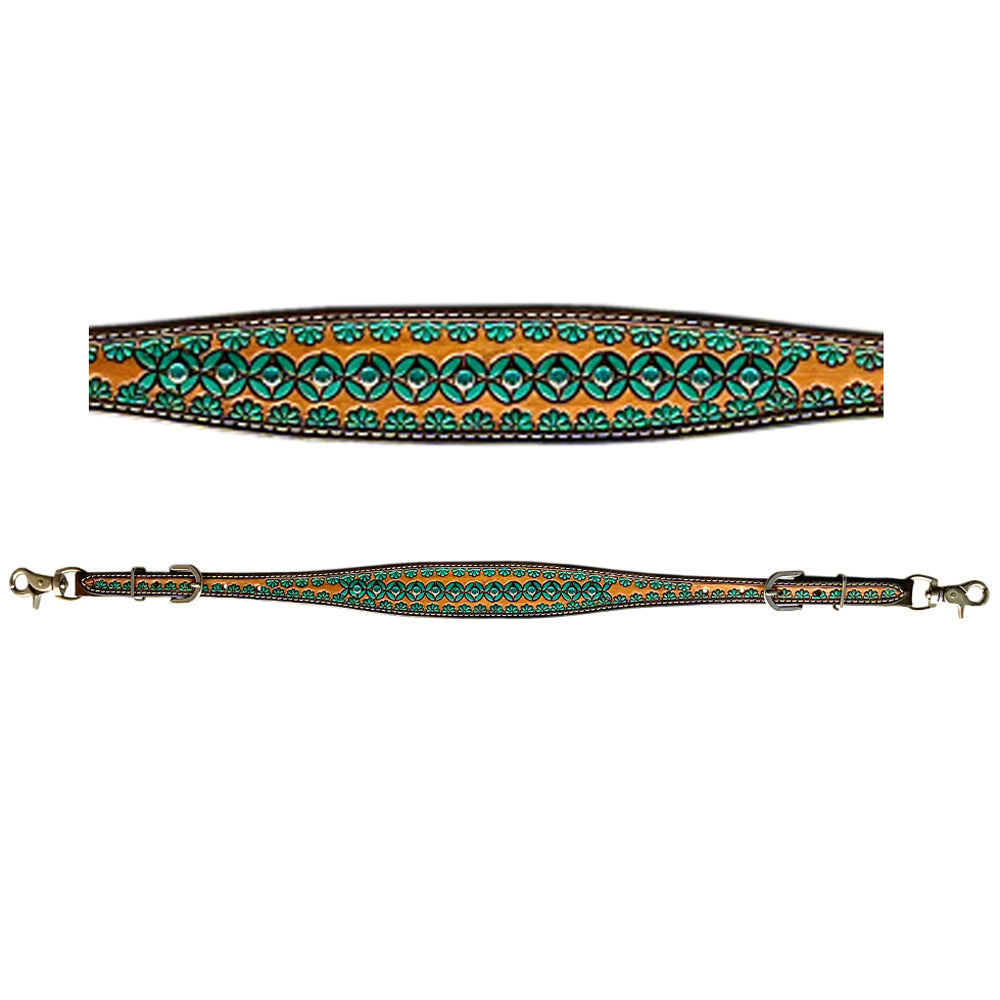 Bar H Equine American Leather Horse Saddle Tack One Ear Headstall | Breast Collar | Browband Headstall | Wither Strap | Tack Set for Horses Turquoise Symmetry Collection