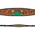 Bar H Equine American Leather Horse Saddle Tack One Ear Headstall | Breast Collar | Browband Headstall | Wither Strap | Tack Set for Horses Tropical Cacti Cactus Daffodil Collection