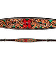 Bar H Equine American Leather Horse Saddle Tack One Ear Headstall | Breast Collar | Browband Headstall | Wither Strap | Tack Set for Horses Tropical Turquoise Curved Collection