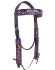 Bar H Equine American Leather Horse Saddle Tack One Ear Headstall | Breast Collar | Browband Headstall | Wither Strap | Tack Set for Horses BER116