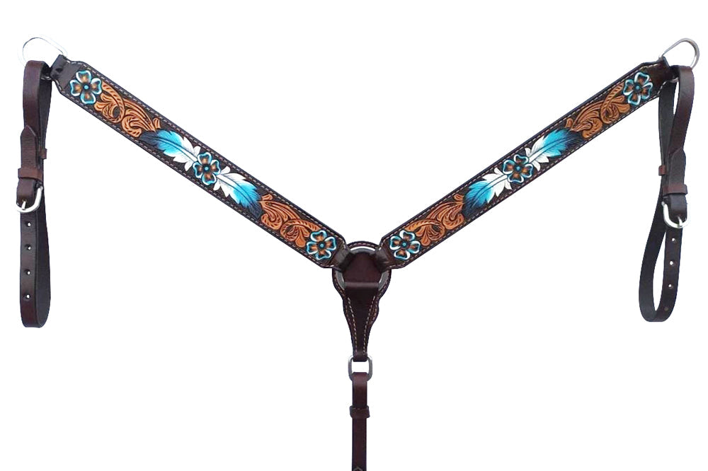 Bar H Equine American Leather Horse Saddle Tack One Ear Headstall | Breast Collar | Browband Headstall | Wither Strap | Tack Set for Horses BER117