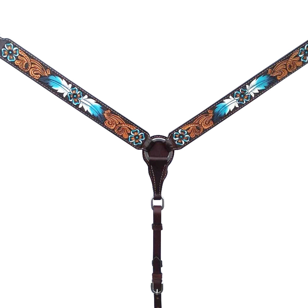 Bar H Equine American Leather Horse Saddle Tack One Ear Headstall | Breast Collar | Browband Headstall | Wither Strap | Tack Set for Horses BER117