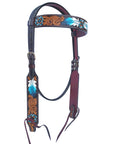 Bar H Equine American Leather Horse Saddle Tack One Ear Headstall | Breast Collar | Browband Headstall | Wither Strap | Tack Set for Horses BER117