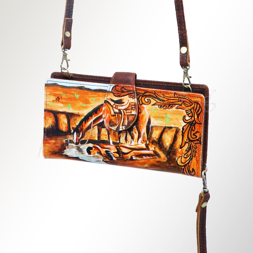 American Darling Wristlet Genuine Leather Women Bag Western Handbag Purse