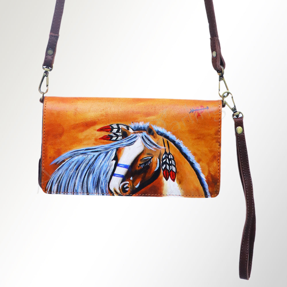American Darling Organiser Hair-On Hand Tooled Genuine Leather Women Bag Western Handbag Purse