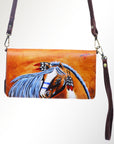 American Darling Organiser Hair-On Hand Tooled Genuine Leather Women Bag Western Handbag Purse