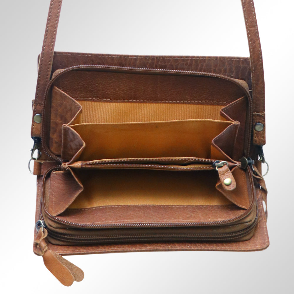 American Darling Organiser Hair-On Hand Tooled Genuine Leather Women Bag Western Handbag Purse