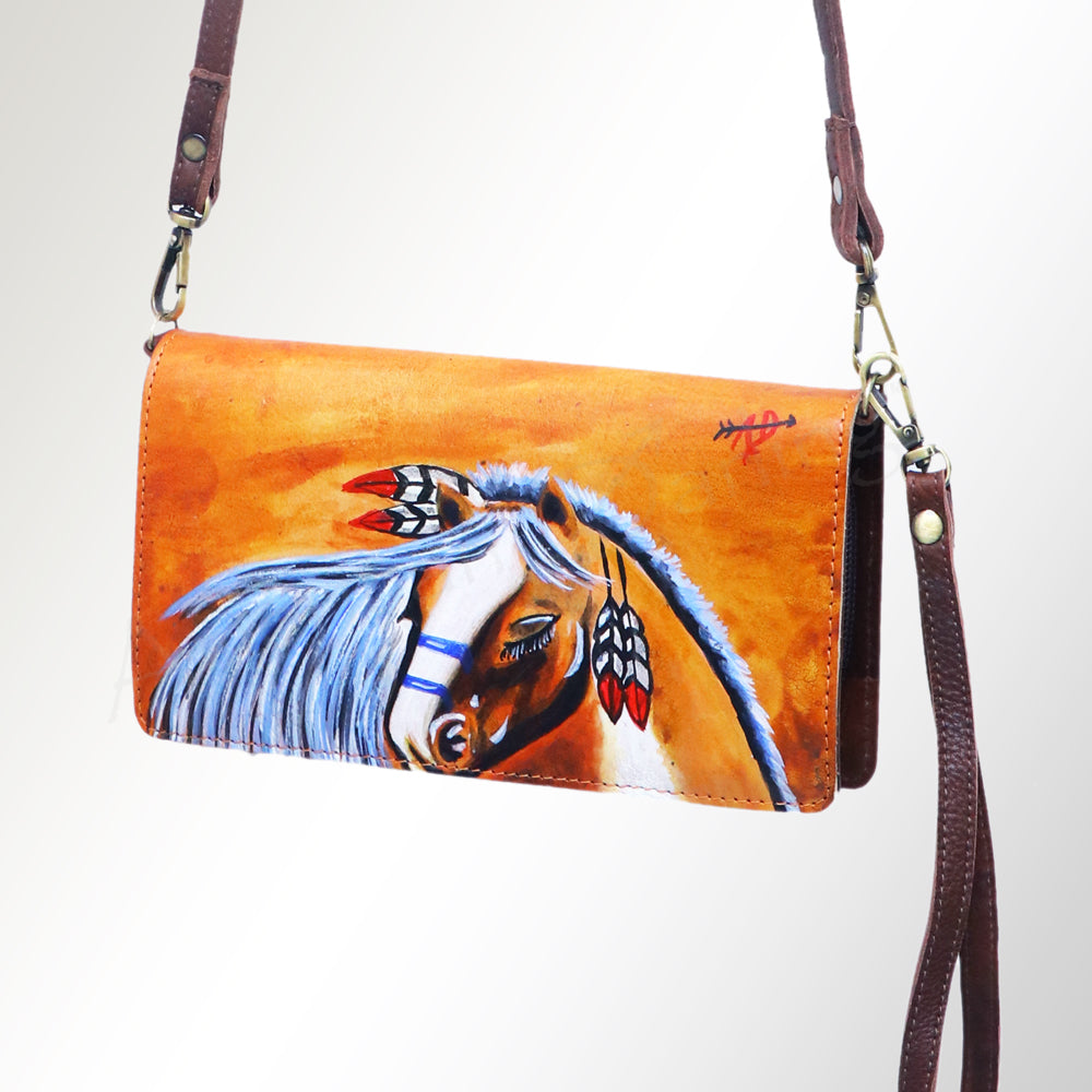 American Darling Organiser Hair-On Hand Tooled Genuine Leather Women Bag Western Handbag Purse