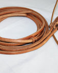 Hilason Leather Horse Split Reins Water Loops Tie Laces Brown