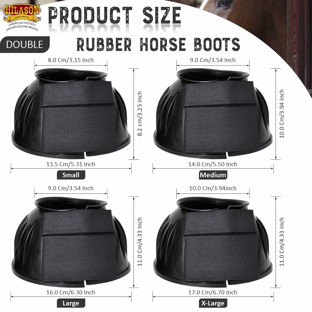 Hilason Western Horse PVC Ribbed Double Hook &amp; Loop Leg Bell Boots