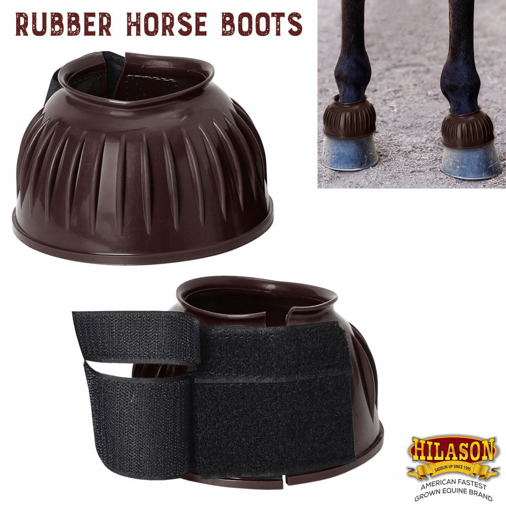 Hilason Western Horse PVC Ribbed Double Hook &amp; Loop Leg Bell Boots