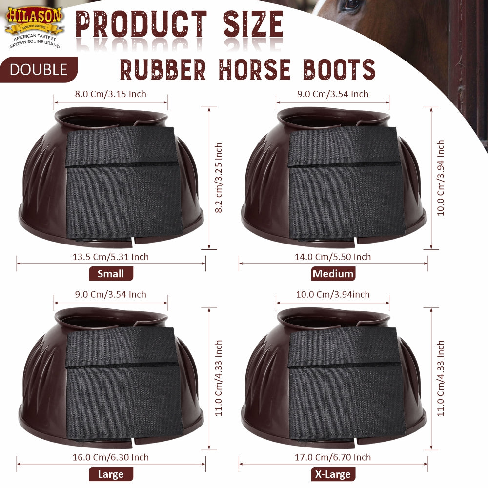 Hilason Western Horse PVC Ribbed Double Hook &amp; Loop Leg Bell Boots