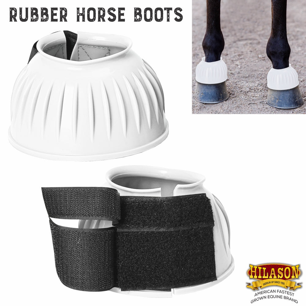 Hilason Western Horse PVC Ribbed Double Hook &amp; Loop Leg Bell Boots