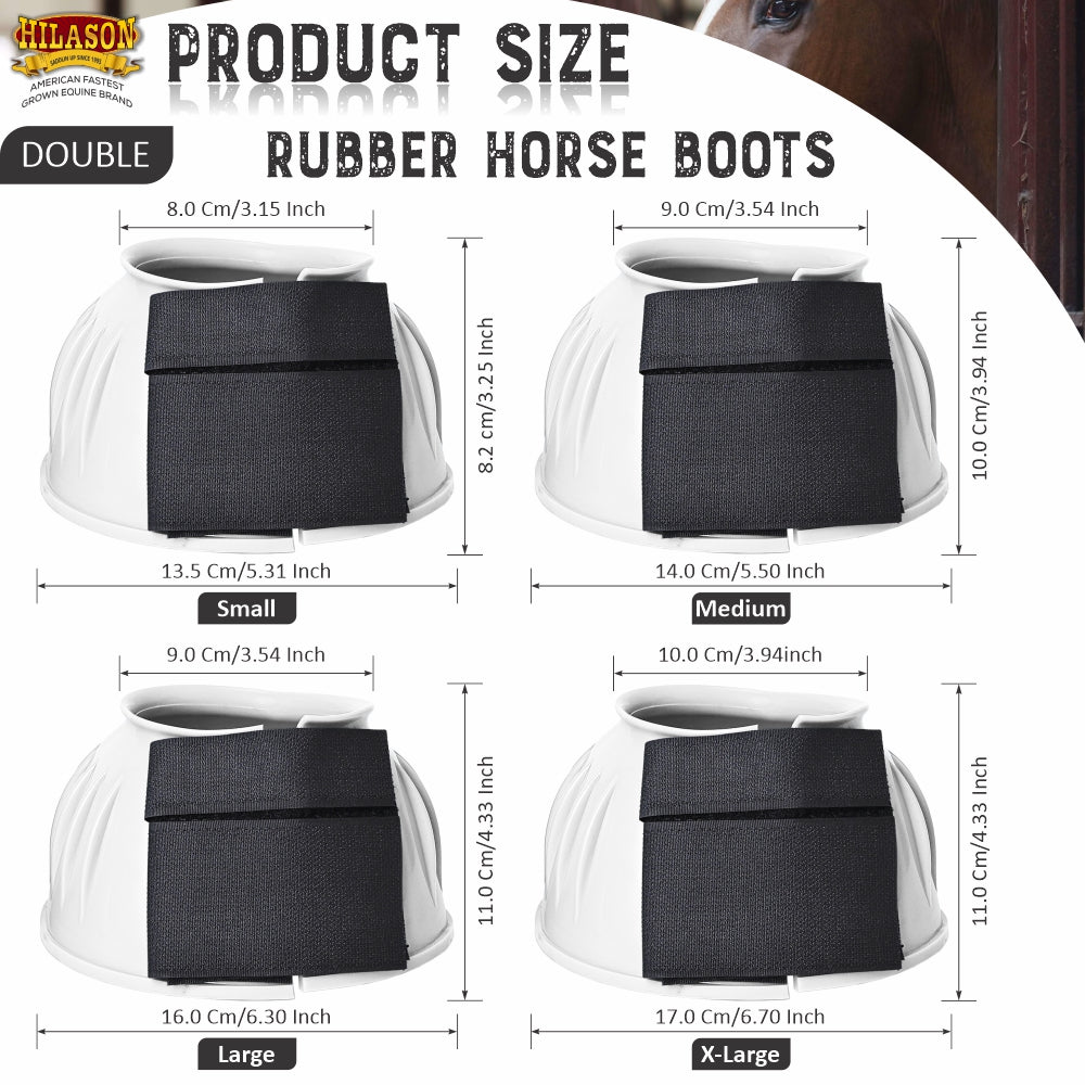 Hilason Western Horse PVC Ribbed Double Hook &amp; Loop Leg Bell Boots