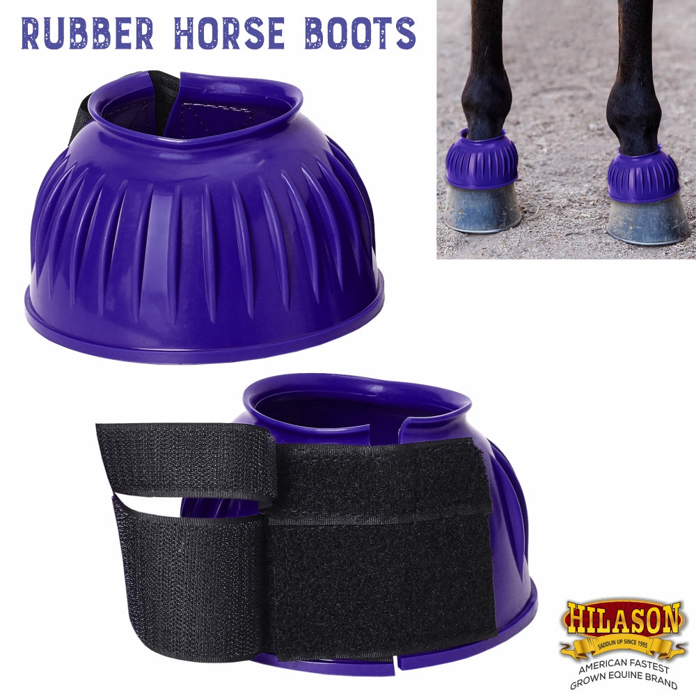 Hilason Western Horse PVC Ribbed Double Hook &amp; Loop Leg Bell Boots