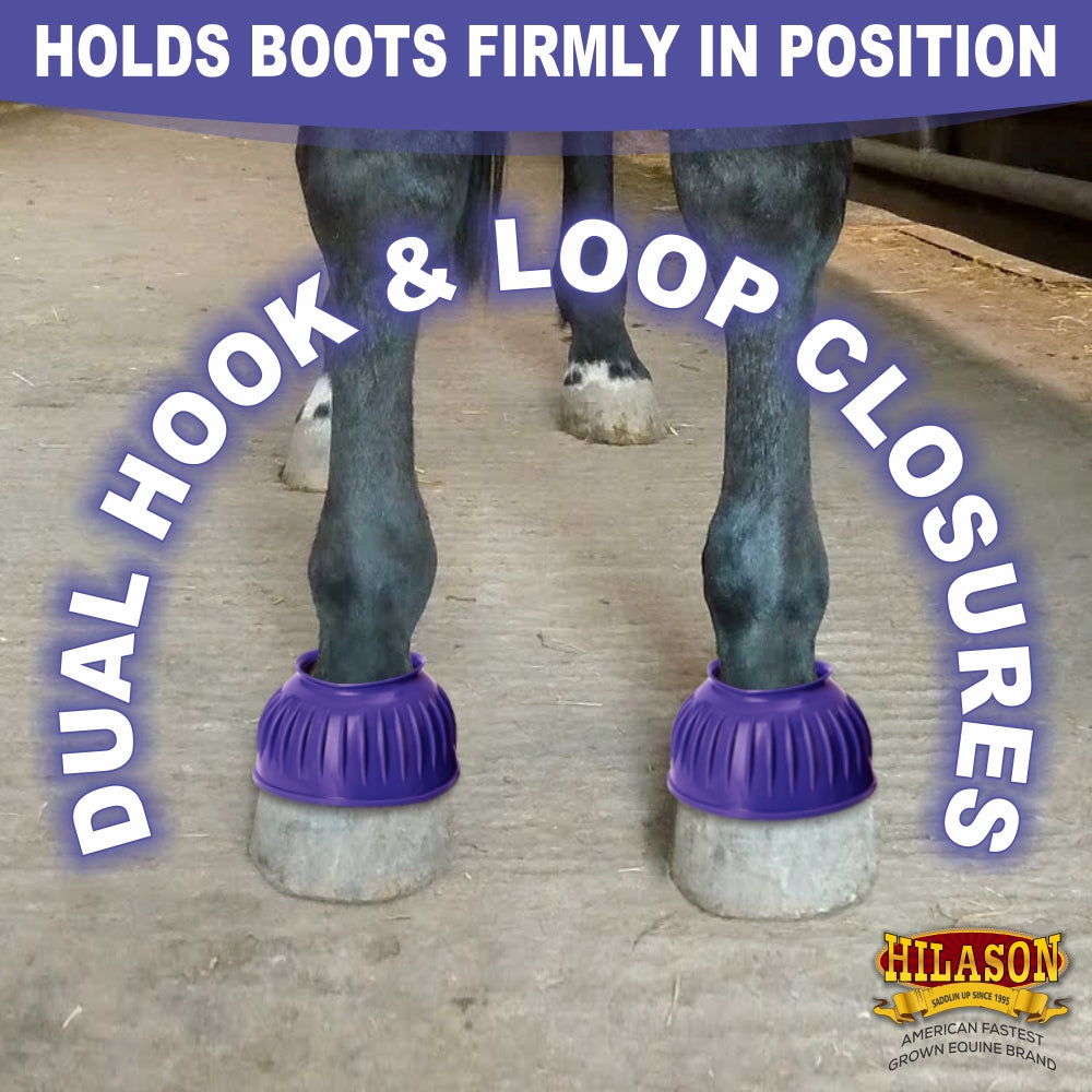 Hilason Western Horse PVC Ribbed Double Hook &amp; Loop Leg Bell Boots