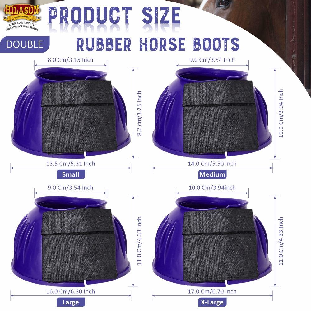 Hilason Western Horse PVC Ribbed Double Hook &amp; Loop Leg Bell Boots