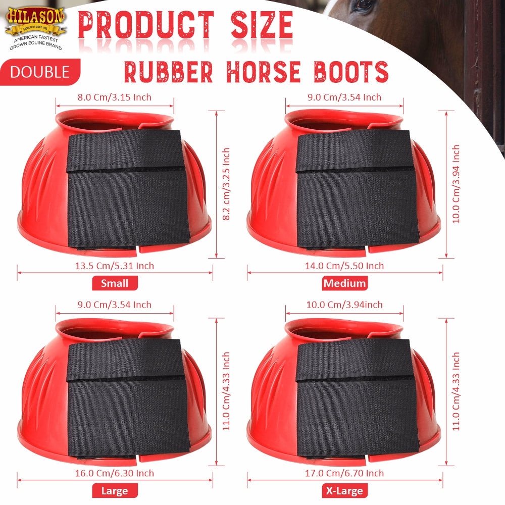 Hilason Western Horse PVC Ribbed Double Hook &amp; Loop Leg Bell Boots