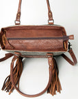 ADBG662BRAH American Darling Hand Tooled Hair On Genuine Leather Women Bag Western Handbag Purse