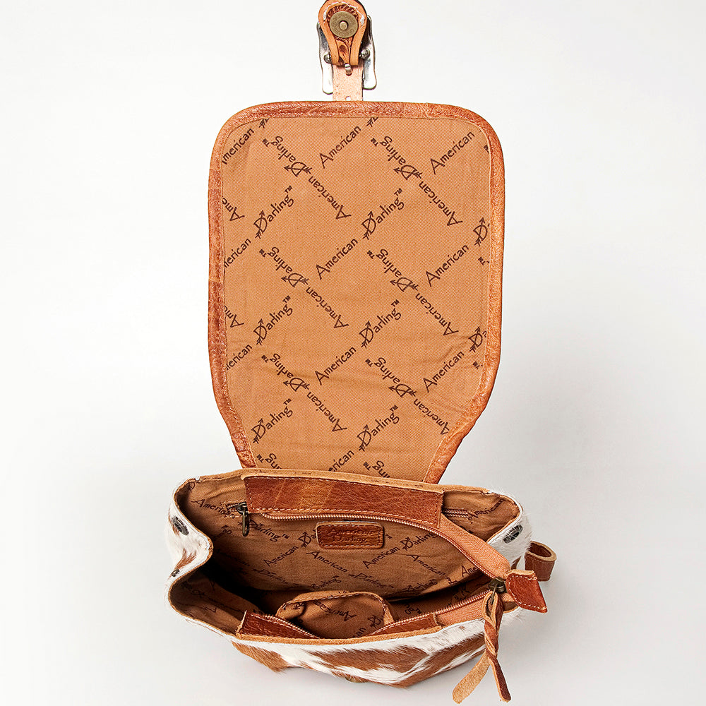 American Darling Hand Tooled Hair On Genuine Leather Women Bag Western Handbag Purse