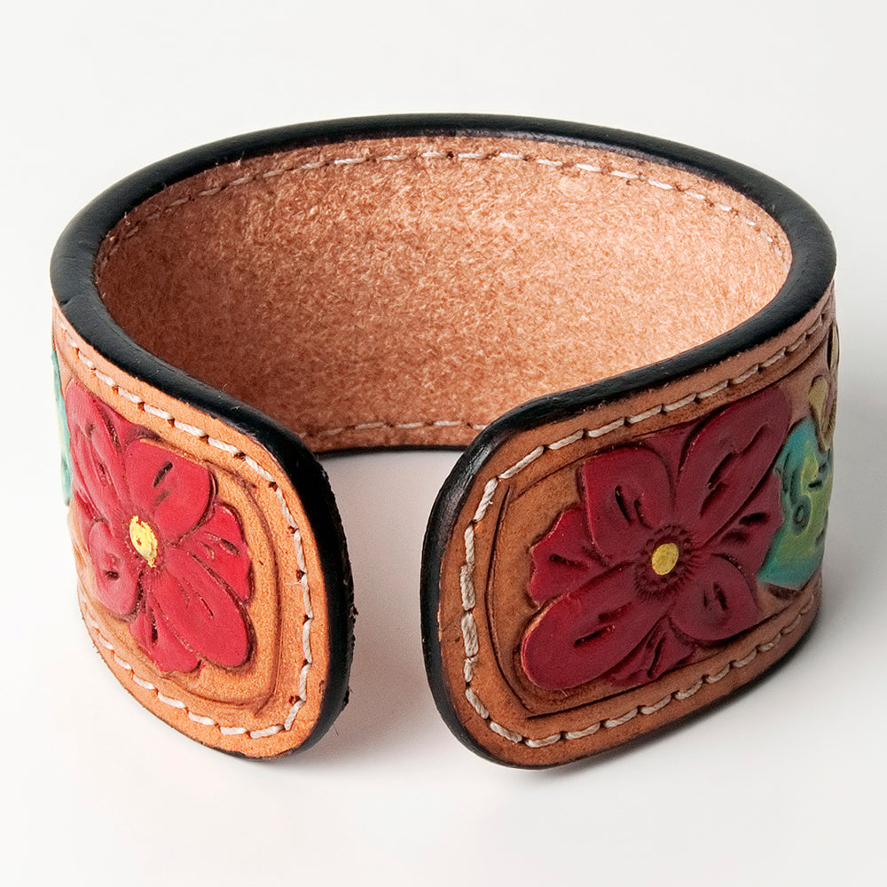 American Darling Bracelet Hand Tooled Carved Genuine Leather Women | Handmade Western Rustic