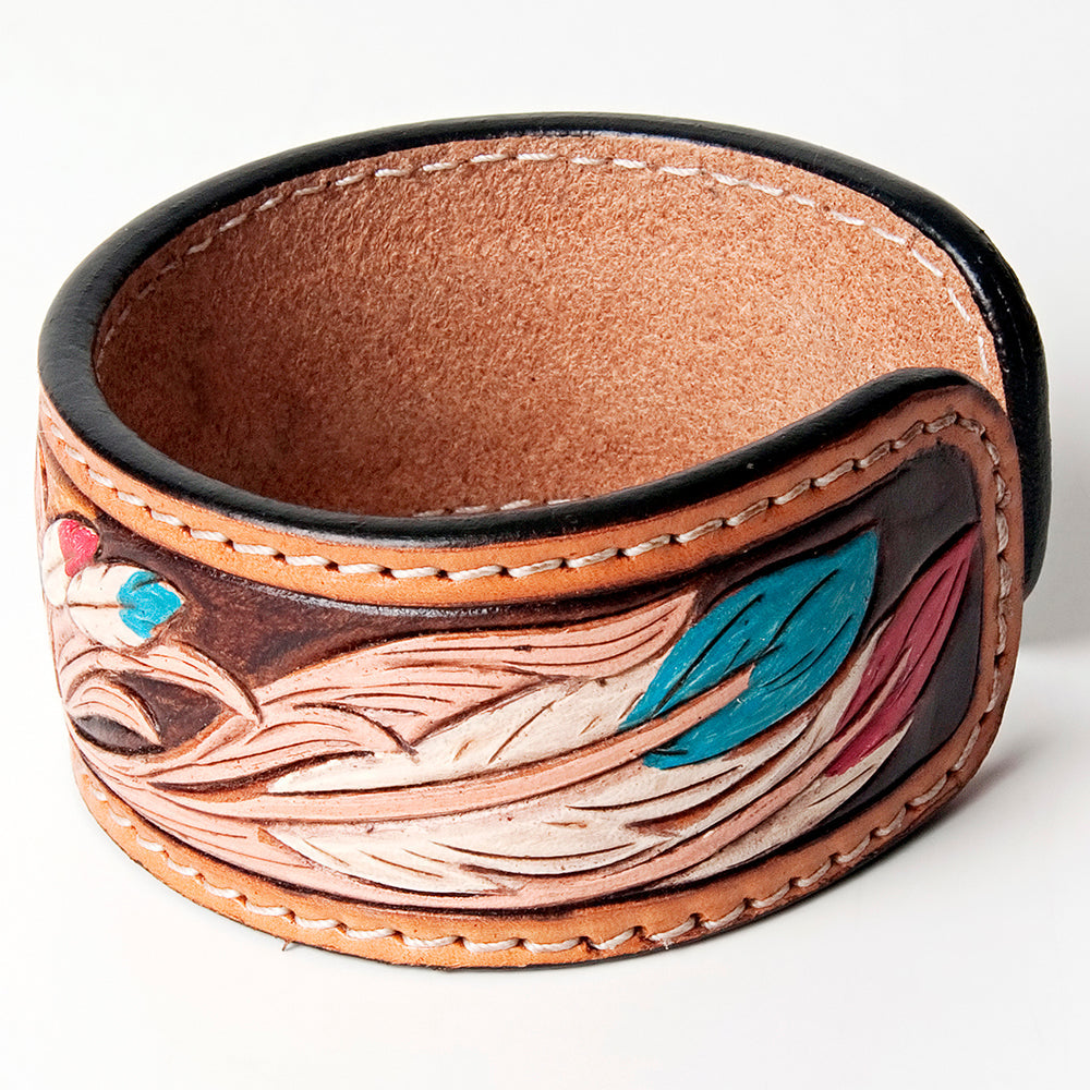 American Darling Bracelet Hand Tooled Carved Genuine Leather Women | Handmade Western Rustic