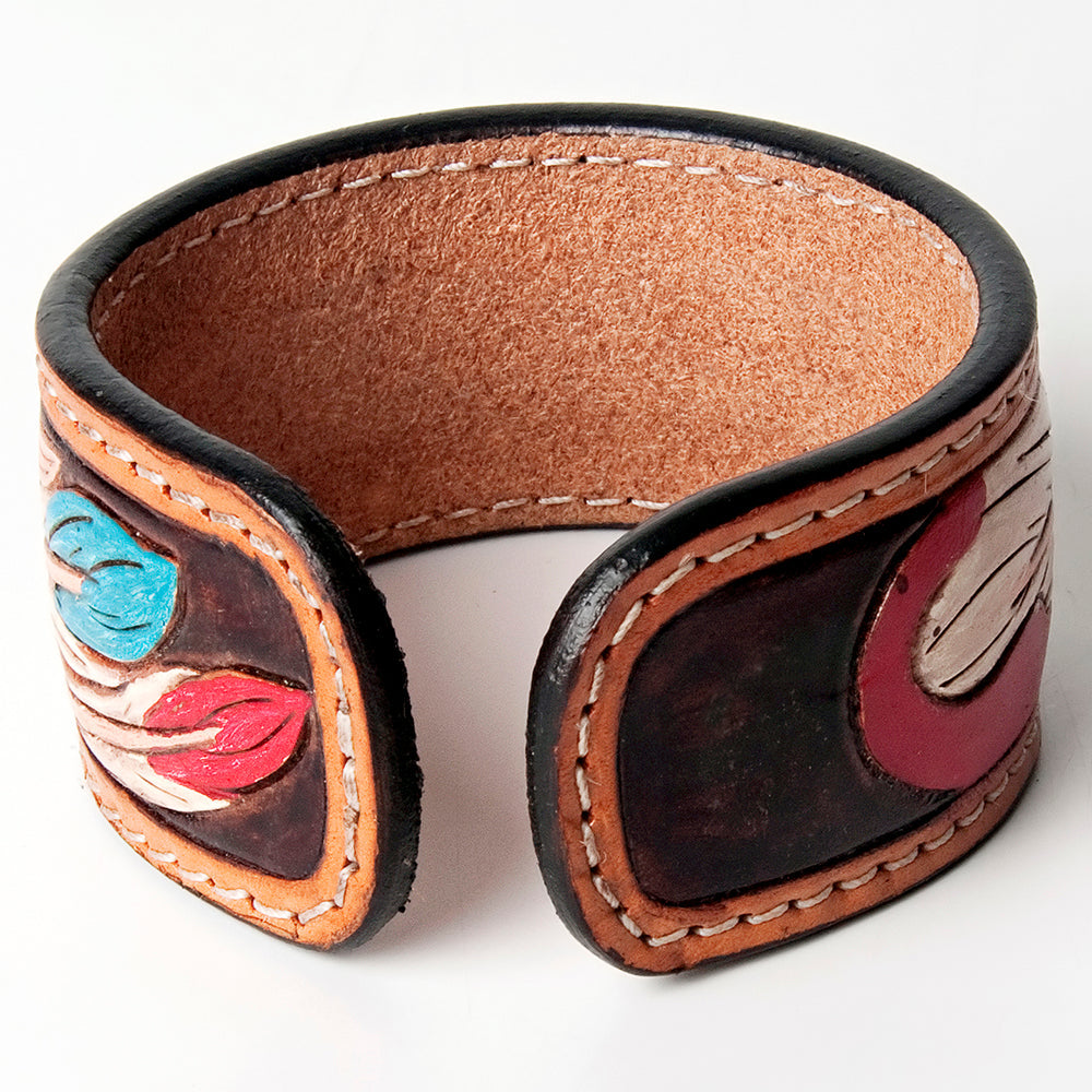 American Darling Bracelet Hand Tooled Carved Genuine Leather Women | Handmade Western Rustic