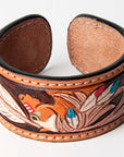American Darling ADBRF154 Hand tooled carved Genuine Leather Bracelet women